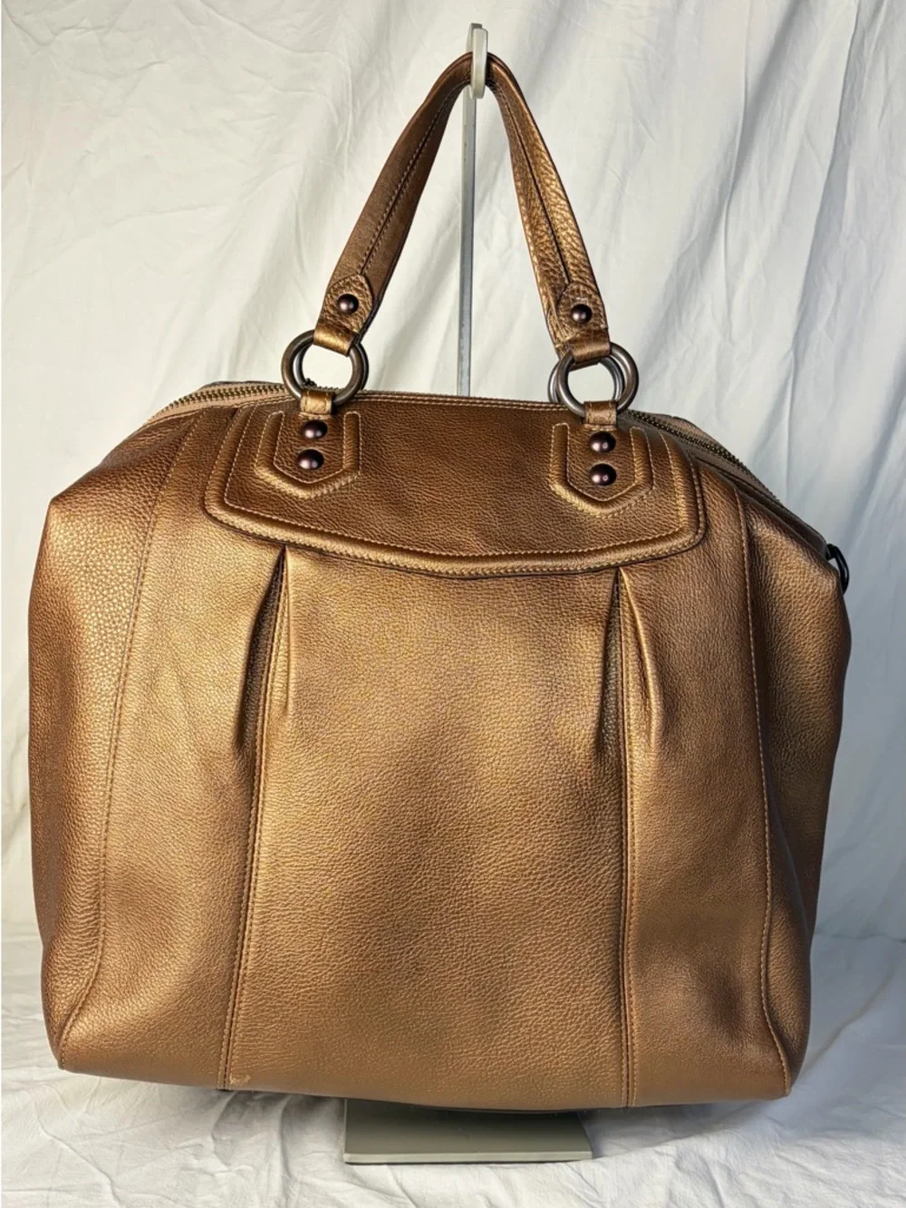 Coach Madison Satchel Metallic Bronze Leather Crossbody – Excellent Condition
